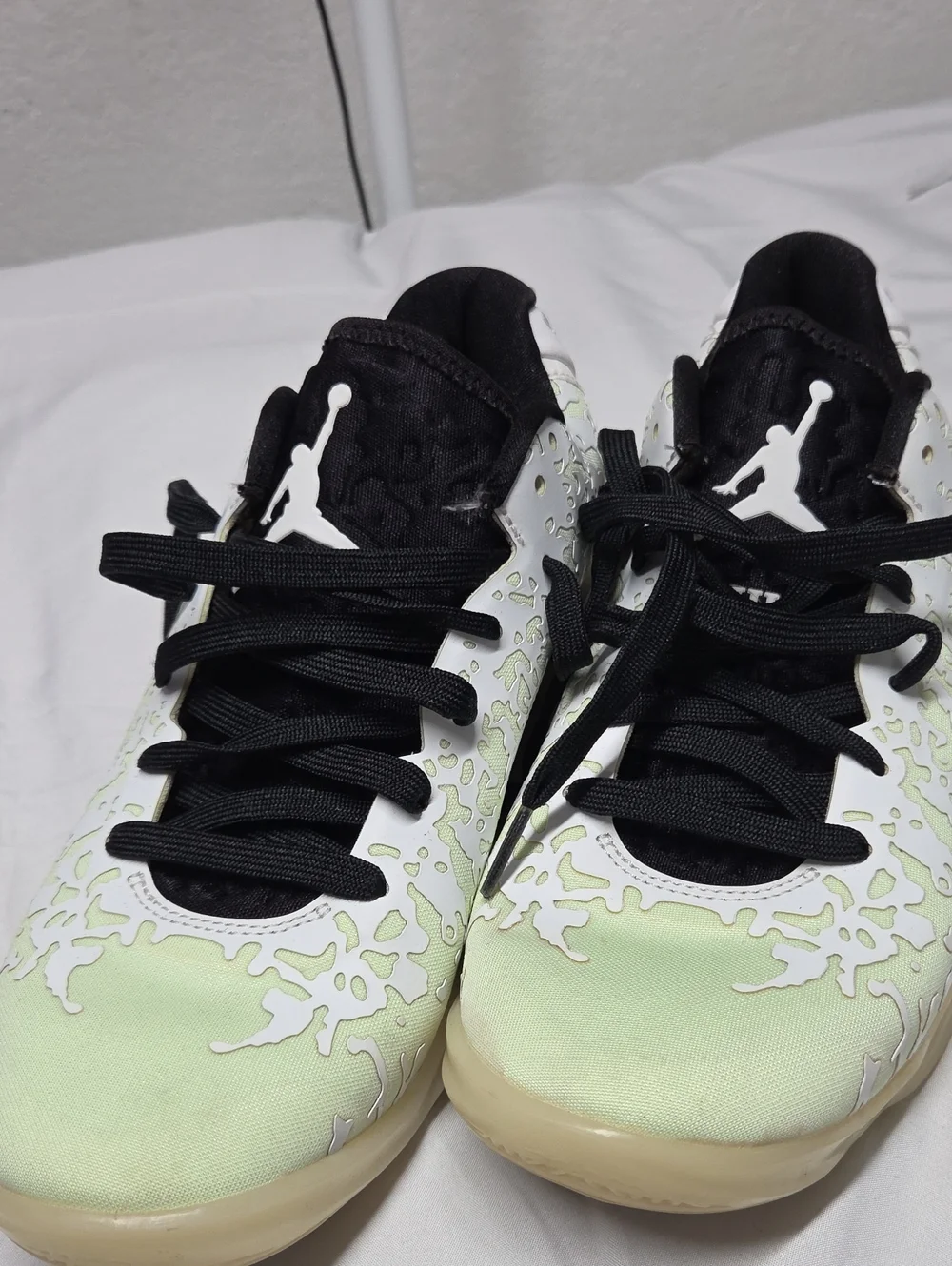 Jordan Women's Sneakers in Black and Light Green